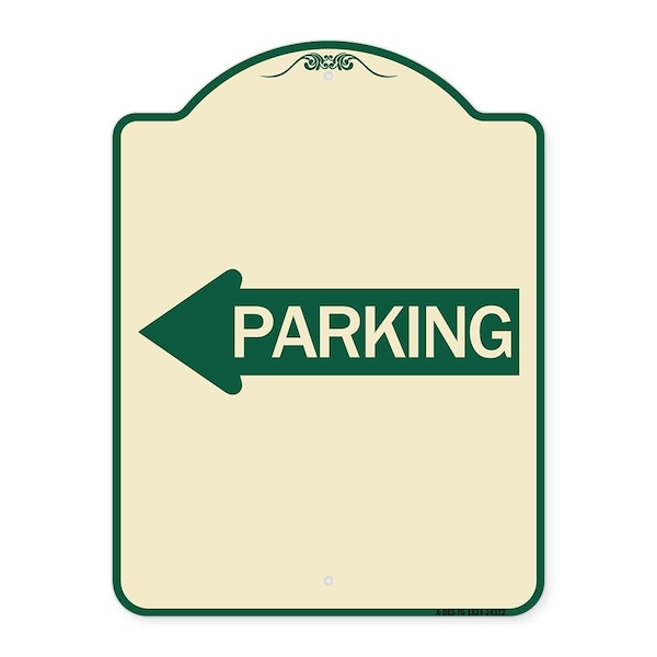 Parking With Left Arrow Heavy-Gauge Aluminum Architectural Sign, 24" x 18", TG-1824-24372